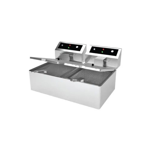 Double Deep Fryer - Stainless Steel, Semi Automatic, Gas Power Source, Gray Color | 1 Year Warranty, Versatile Cooking Options