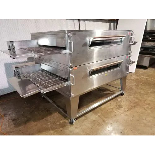 Conveyor Pizza Oven - Stainless Steel, Gray Color | Semi Automatic, 110-220 Voltage, 1 Year Warranty