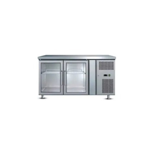 Gray Ss Undercounter Glass Door Freezer