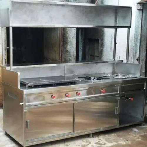 Pav Bhaji Counter - Stainless Steel Polished Gray Finish Height 5-6 Feet