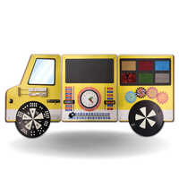 Wooden School Bus With Montessori Wall Activity Panel Age Group: 3+
