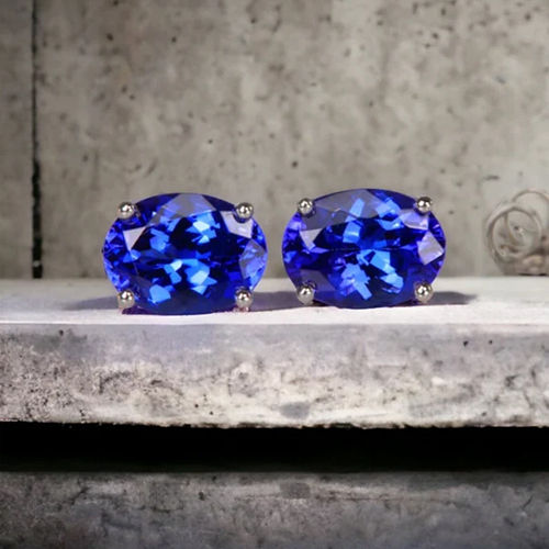 Tanzanite Oval Studs in Earrings