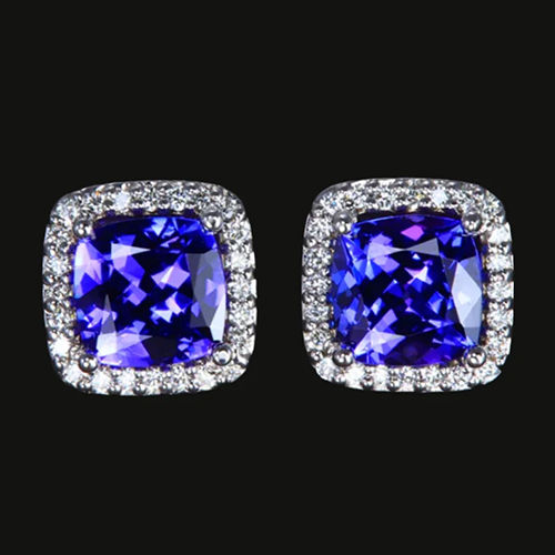 Chunky Tanzanite Cushions AAA Earring Studs