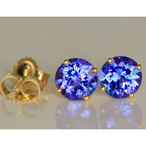 Minimal Tanzanite Round Earring Studs Gender: Women