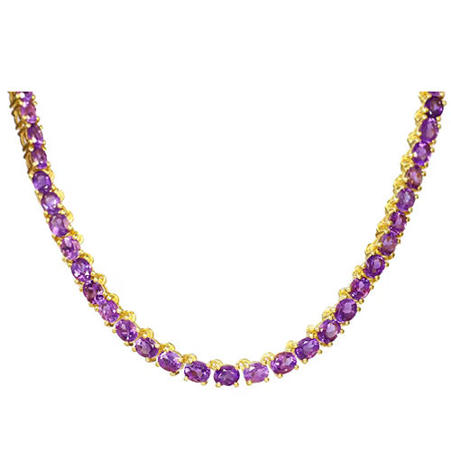 Sterling Silver 925 Elegant Amethyst Tennis Necklace Gender: Women