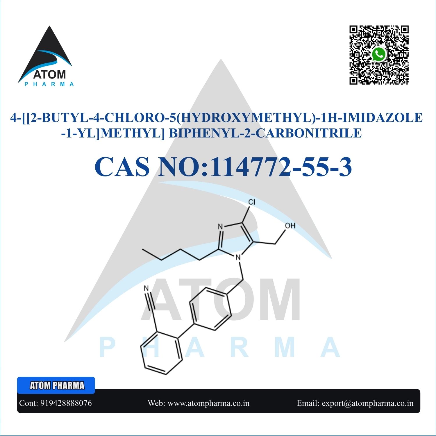 4-2-BUTYL-4-CHLORO-5 HYDROXYMETHYL 1H-IMIDAZOLE-1-YL METHYL BIPHENYL-2-CARBONITRILE INTERMEDIATE