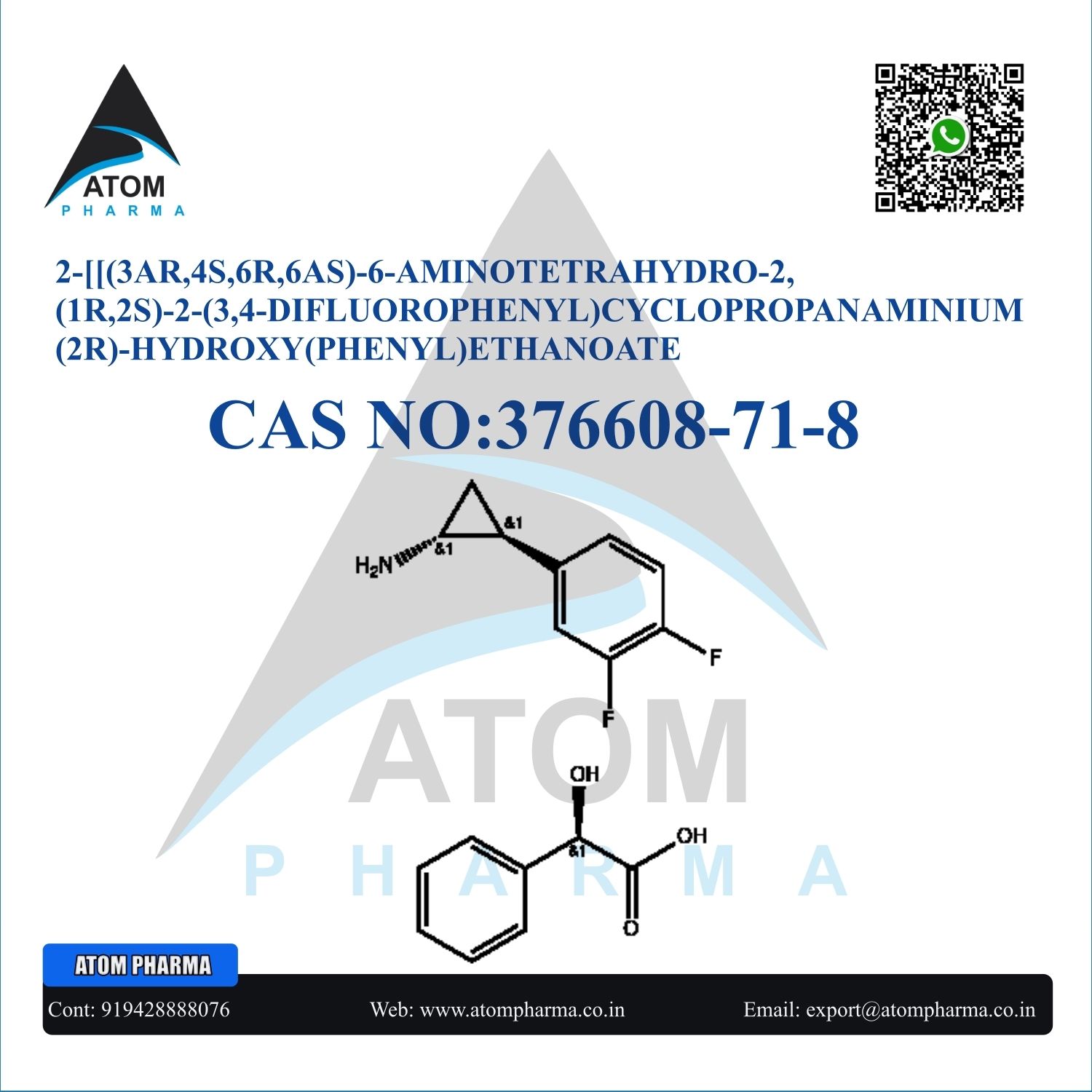 1R 2S  2  3 4 DIFLUOROPHENYL CYCLOPROPANAMINIUM  2R  HYDROXY PHENYL ETHANOATE INTERMEDIATE