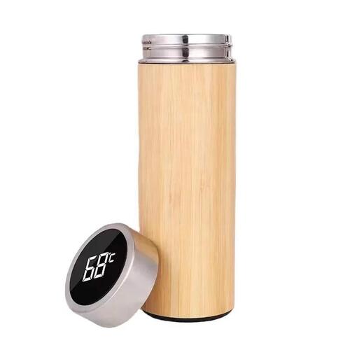 Real Bamboo flask with Temperature Display (New)