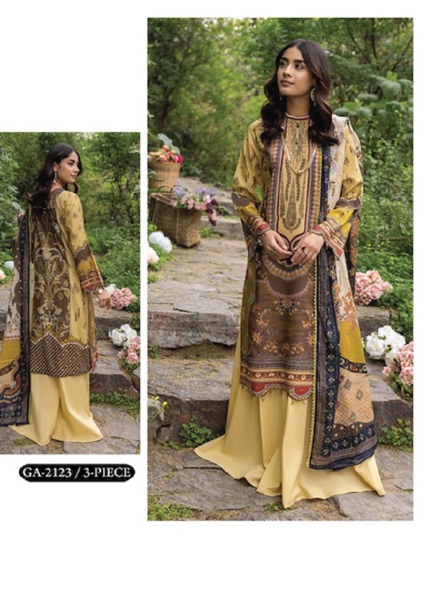 Gull AAhmed Noorain Linen Cotton Digital Print - Dress Material
