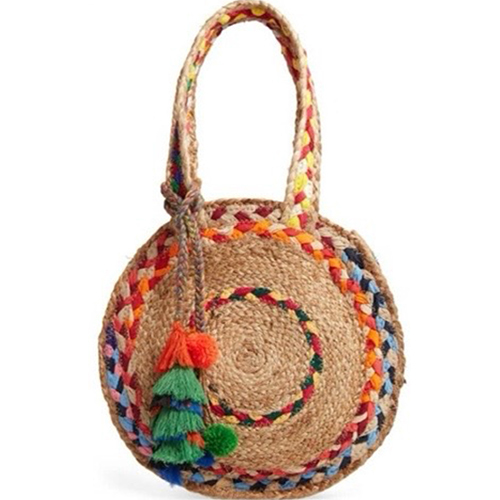 Jute Hand Bag for Multipurpose Jute Bag Round Sling Bag 12 Inches Light Beige