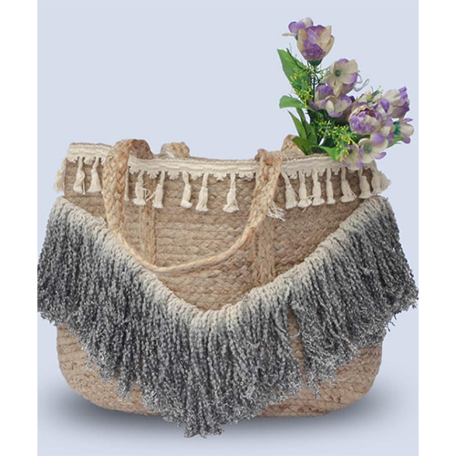 Womens handy Rectangle Jute tassel Handbag