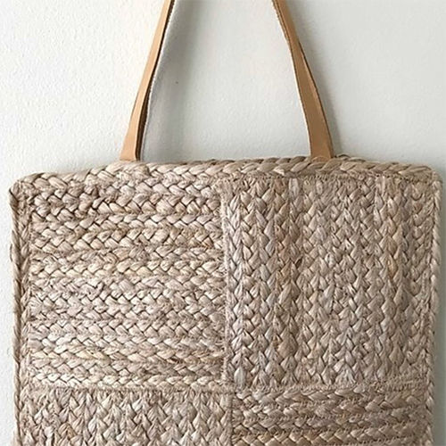 Womens Handy Rectangle Jute Handbag