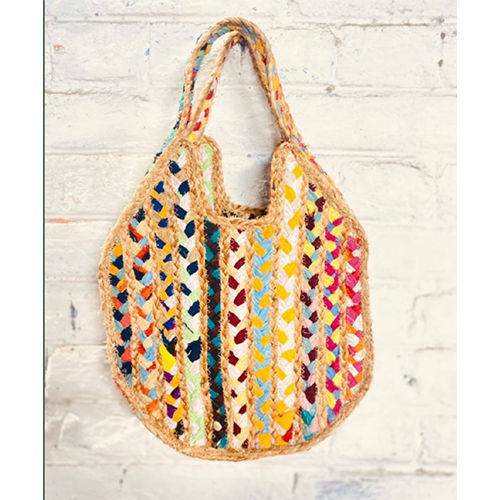 Handcrafted Jute and Cotton Multicolour Bag for Women