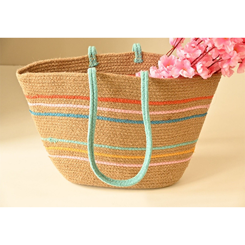 Handcrafted Cotton and Jute Shoulder Tote Bag