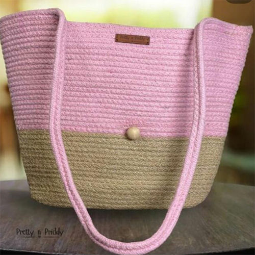 Handcrafted Cotton and Jute Shoulder Tote Bag