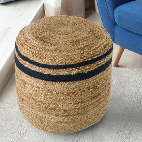 Handcraft Jute Ottoman pouffe Beige and Black