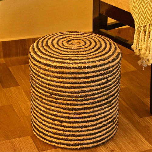 Handcraft Jute Ottoman pouffe Beige and Black