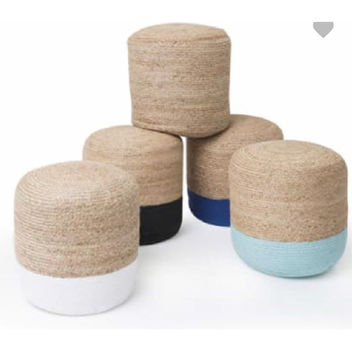 Handcraft Jute Ottoman pouffe Beige and Multicolour