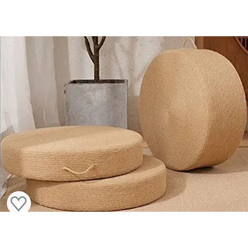 Round jute Dori Handcraft Jute Ottoman pouffe Beige