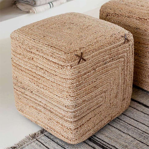 Handcraft Jute Ottoman pouffe Beige