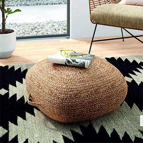 Handcraft Jute for sitting Ottoman foot rest pouffe Beige