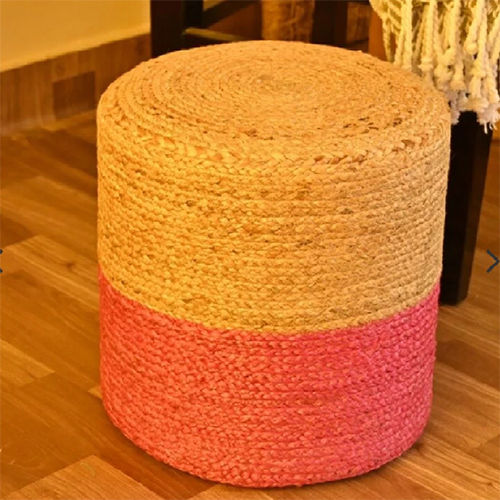 Handcraft Jute Ottoman pouffe Beige and Pink