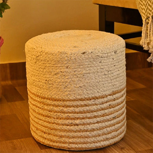 Handcraft Jute Ottoman pouffe Beige and White