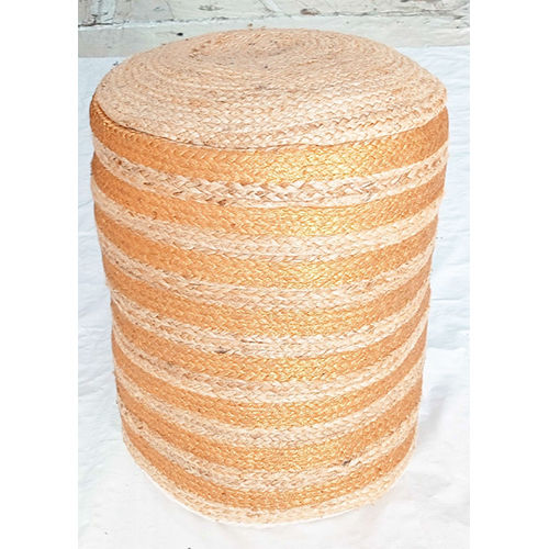 Handcraft Jute Ottoman pouffe Beige and Yellow