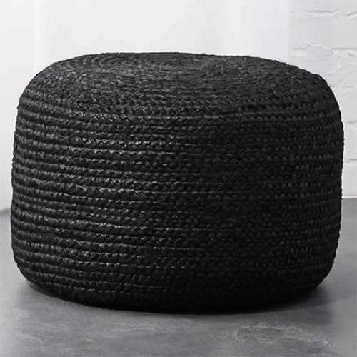 Wide round Pouffe Ottoman Black