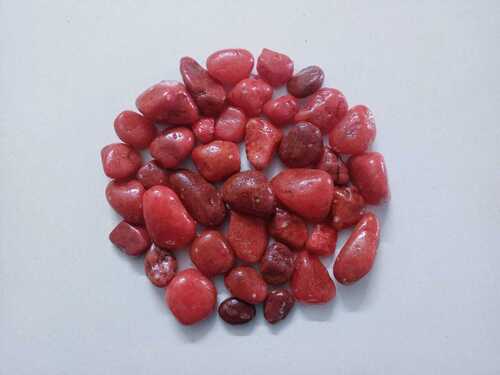 Red color coated round pebbles with glossy shine WATER PROOF COATING landscaping stone