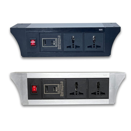 PDU Under table 2/3/4/6 Uni Socket 6/13 A 2 USB A With USB A/Type C 95W PD Port With Dual Pole LED Indicator Switch MX 6419 / 6420 / 6421 / 6422