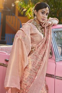 Luxurious Peach Premium Banarasi Silk Saree