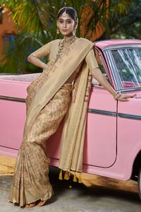 Luxurious Peach Premium Banarasi Silk Saree