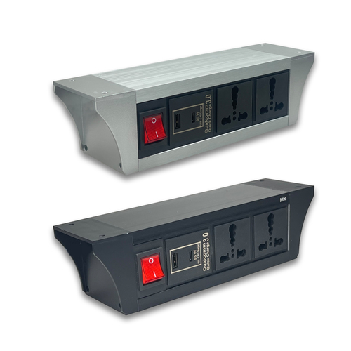 PDU Under table 2/3/4/6 Uni Socket 6/16 A With USB A And Type C 95W PD Port With Dual Pole LED Indicator Switch MX 6427 / 6428 / 6429 / 6430