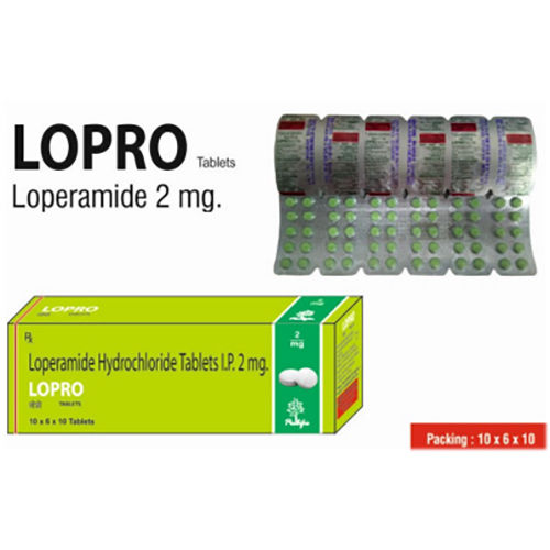 Lopro (Green) Ingredients: Loperamide Hcl 2mg Tablets