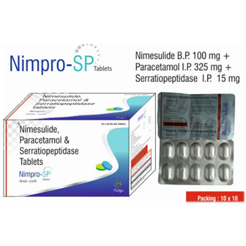 Nimpro Sp Ingredients: Nimesulide 100Mg + Paracetamol 325Mg +
Serratiopeptidase 15Mg