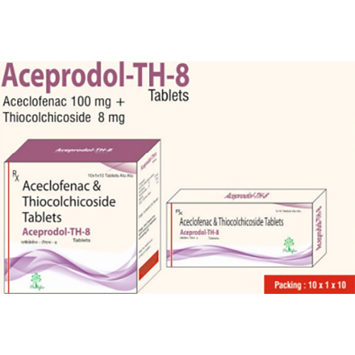 Aceprodol-Th 8 Ingredients: Accelofenace 100Mg + Thiocolchioside 8Mg