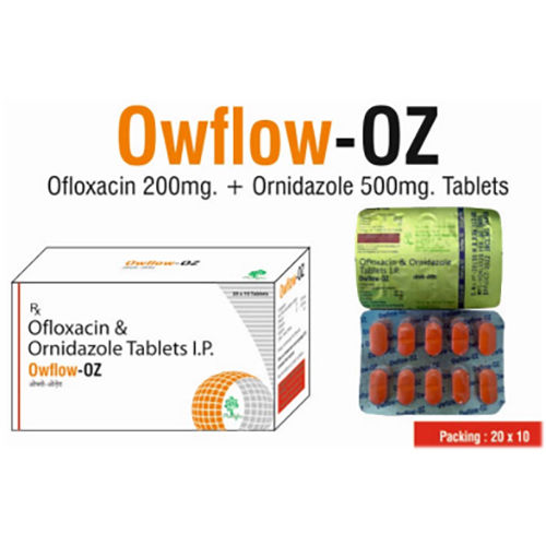 Owflow Oz Ingredients: Ofloxacin 200Mg + Ornidazole 500Mg