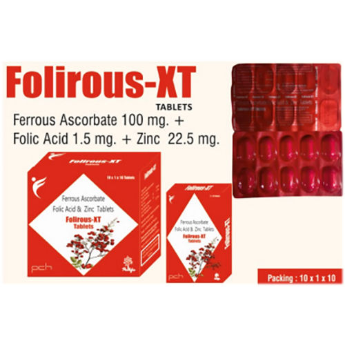 Folirous Xt Ingredients: Ferrous Eq To 100 Mg & Folic 1.5 Mg + Zinc