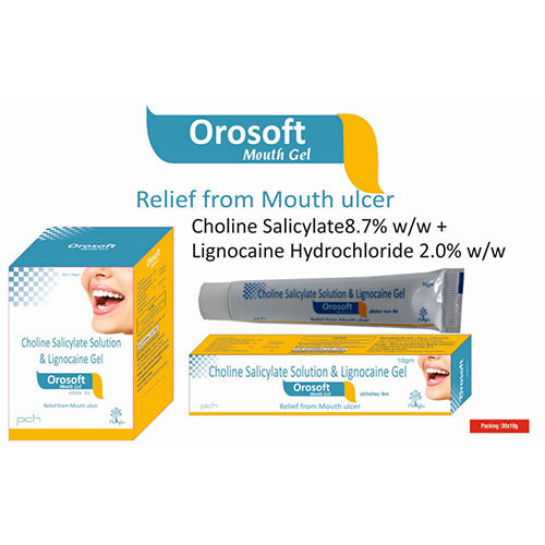 Orosoft Flavoured Gel Ingredients: Choline Salicyclate 8.7% +Lignocaine Hcl 2%+ Bcs 0.1%