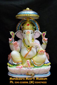 Marble Ganesh Murti - Handmade Marble Statues, All Sizes Available | Eco-friendly, Fireproof Standard, Washable, Water Resistant, Easy To Install