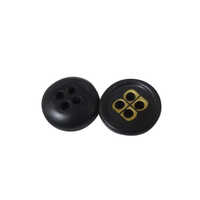 Polyester Shirt Button - High Quality Polyester, Size 16L or 18L, Black with Gold Accents | Round, 4-Hole Closure, Versatile Embellishment for Elegant Garments