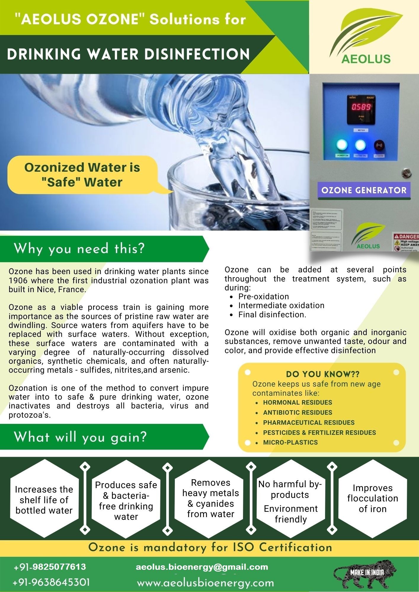 Ozone for Sewage and Effluent Treatment plants