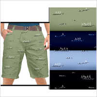 21117 Bermuda Shorts - Cotton Material, Male Fit | Plain Dyed, Printed Design, Ideal For Sports And Casual Walks