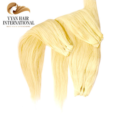 Large Stock Double Drawn Human Hair Extension Color Blonde Bulk Hair Bundles Lengths 8 40 Inch