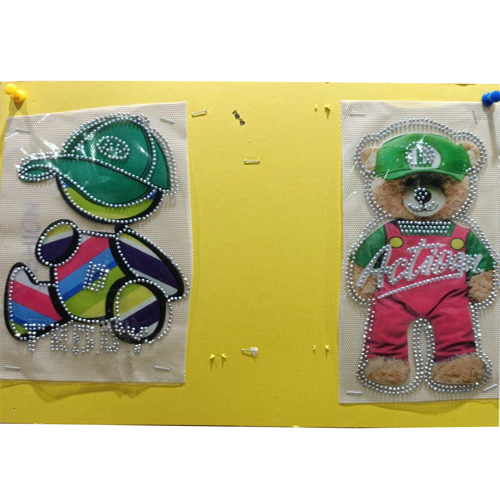 Different Available Teddy Bear Fabric Rhinestones Sticker