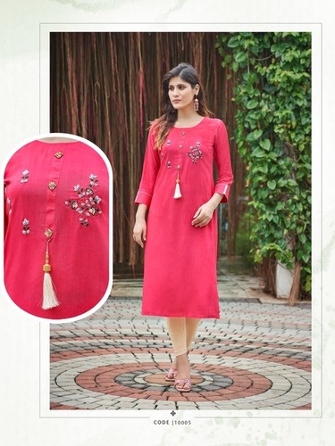 Rayon Kurtis with Khatli Work