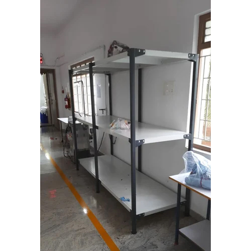 Industrial Storage Rack - 6 Layers, 12 Feet Height, Mild Steel, Gray | 500 Kg Load Per Layer, Portable, Customisable Size, Rust Proof, Fully Powder Coated