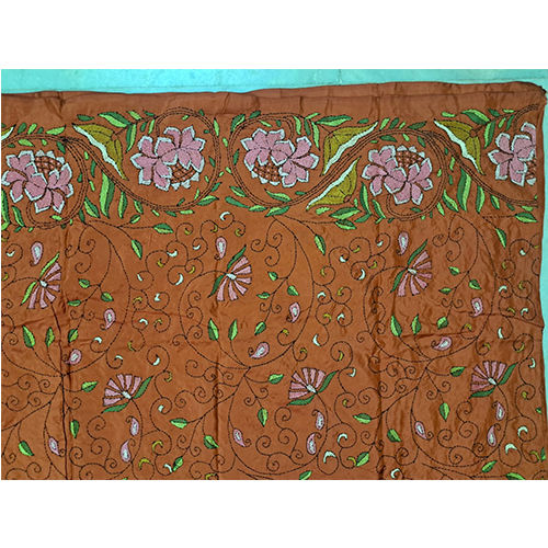 Allover katha embroidery on pure Bangalore silk saree