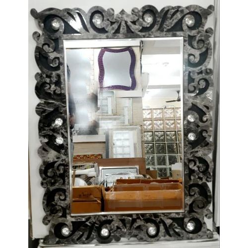 Wall Mounted Mdf Mirror - Color: Black